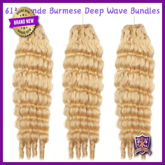 Raw Human Hair Extensions 16-20 Inch 3 Bundles Deep Wave Curly Virgin main image 5